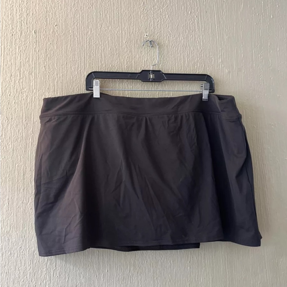 Lands End Brown Tummy Control Mini SWIM SKIRT Bottom 26W PLUS 347226